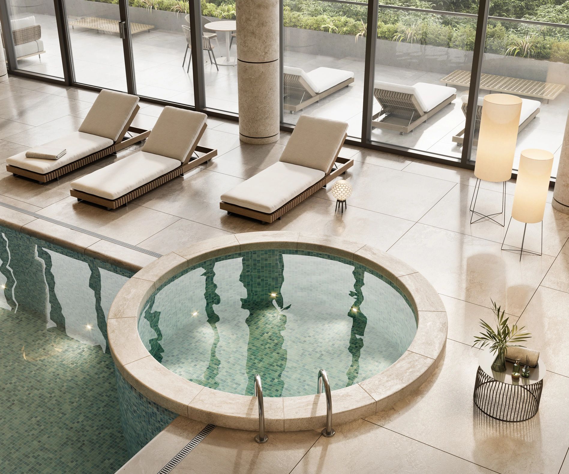 luxury condo amenities pool gym lounge